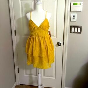 Wild Fable yellow halter spaghetti straps two tier dress Junior size L